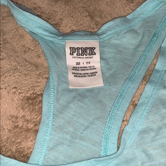 Baby blue gold sequence muscle pink tank - Picture 3 of 3